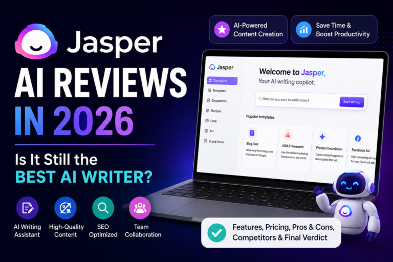 Discover our Jasper AI Review in 2026 and find out if it’s still the best AI writing tool. Explore features, pricing, SEO performance, pros, cons, and real testing results.
