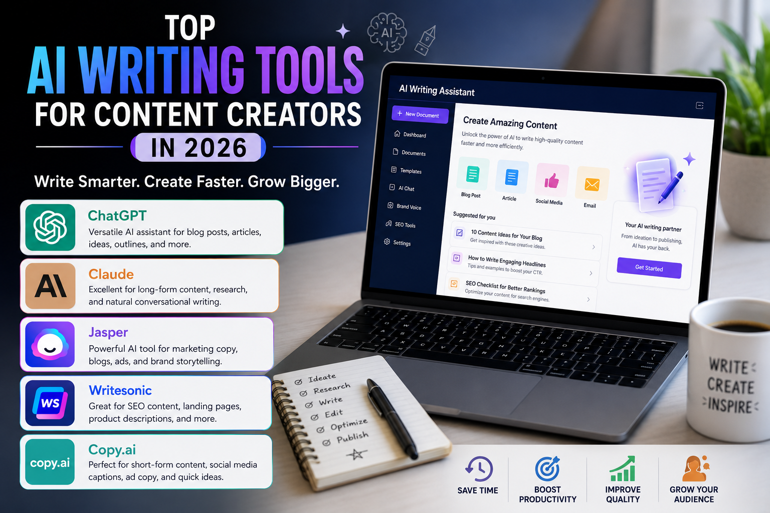 You are currently viewing Top AI Writing Tools for Content Creators in 2026